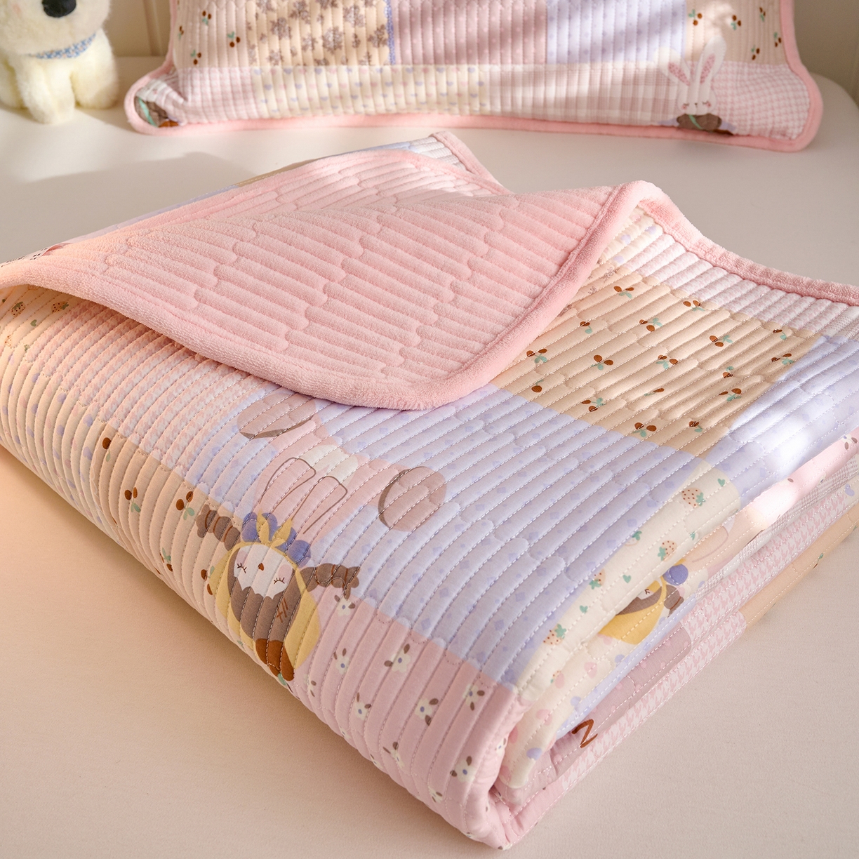 91家纺网 家纺一手货源 找家纺 X猫先生 2026新品A全棉B牛奶绒床盖一面全棉一面牛奶绒床盖炕盖加厚床单床垫四季款系列三 丹麦女孩（A棉B绒）