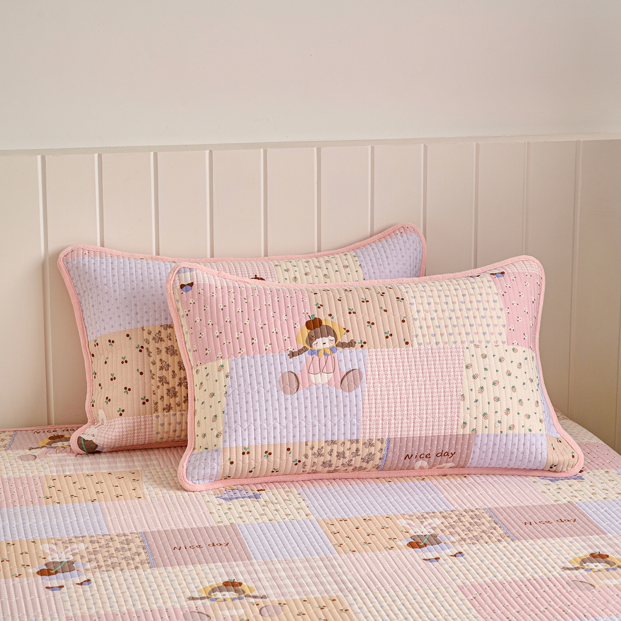 91家纺网 家纺一手货源 找家纺 X猫先生 2026新品A全棉B牛奶绒床盖一面全棉一面牛奶绒床盖炕盖加厚床单床垫四季款系列三 丹麦女孩（A棉B绒）