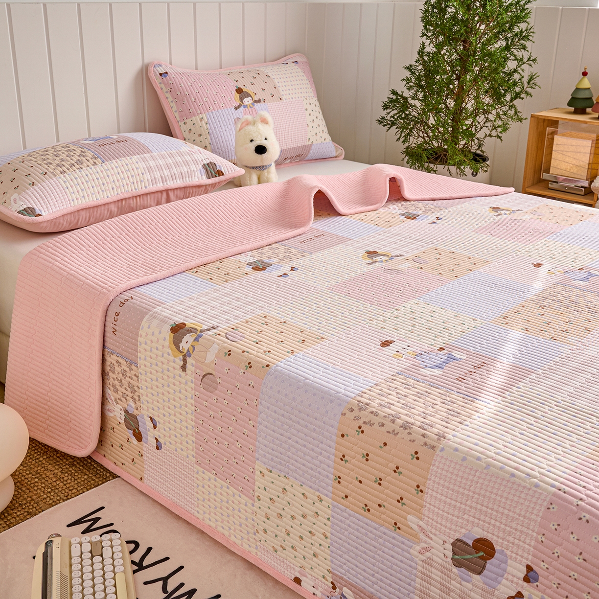 91家纺网 家纺一手货源 找家纺 X猫先生 2026新品A全棉B牛奶绒床盖一面全棉一面牛奶绒床盖炕盖加厚床单床垫四季款系列三 丹麦女孩（A棉B绒）