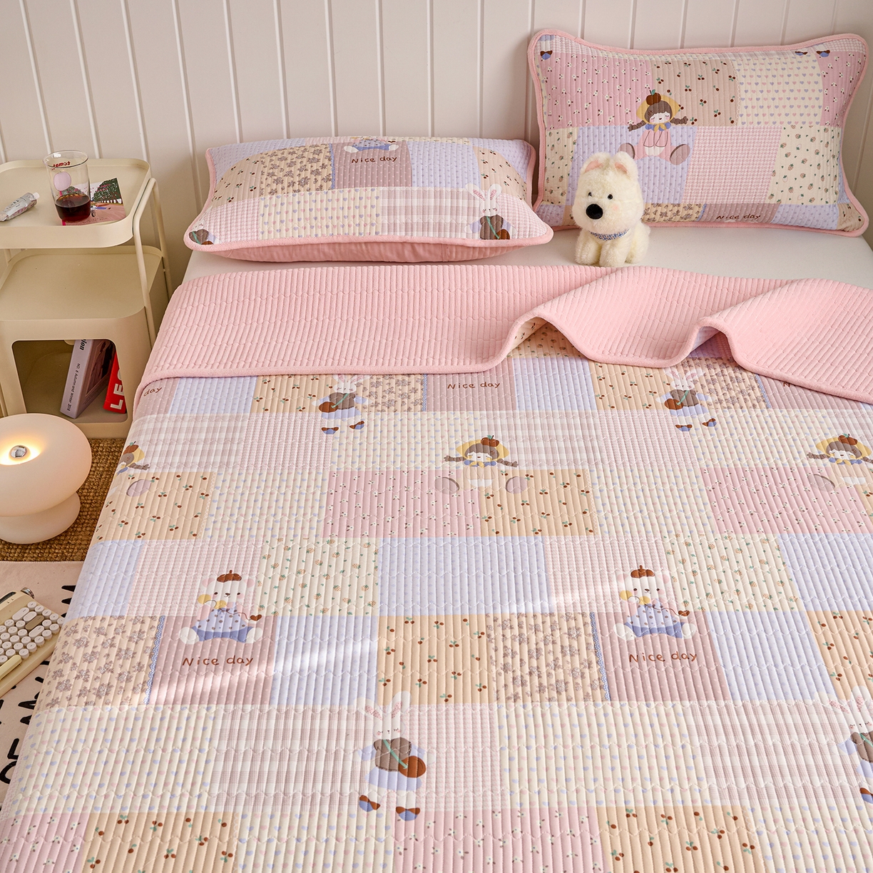 91家纺网 家纺一手货源 找家纺 X猫先生 2026新品A全棉B牛奶绒床盖一面全棉一面牛奶绒床盖炕盖加厚床单床垫四季款系列三 丹麦女孩（A棉B绒）