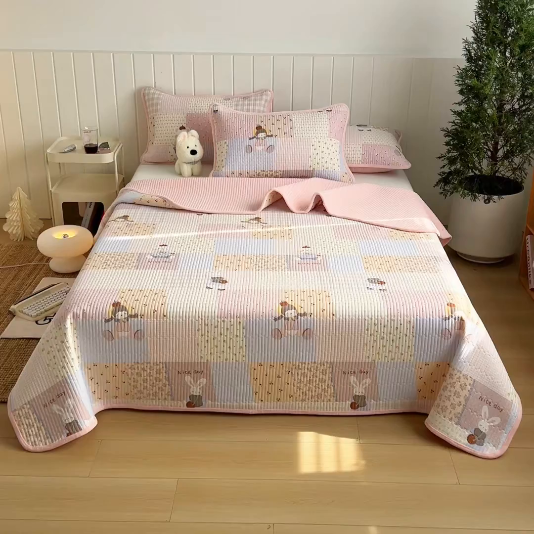 91家纺网 家纺一手货源 找家纺 X猫先生 2026新品A全棉B牛奶绒床盖一面全棉一面牛奶绒床盖炕盖加厚床单床垫四季款系列三 丹麦女孩（A棉B绒）