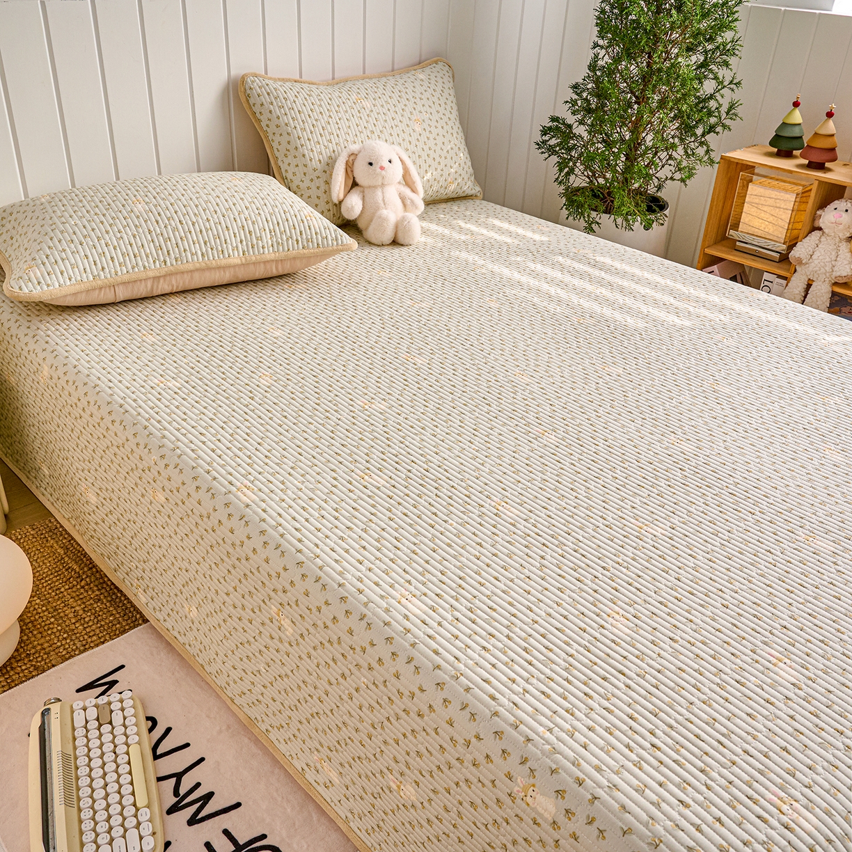 91家纺网 家纺一手货源 找家纺 X猫先生 2026新品A全棉B牛奶绒床盖一面全棉一面牛奶绒床盖炕盖加厚床单床垫四季款系列三 春游兔兔（A棉B绒）