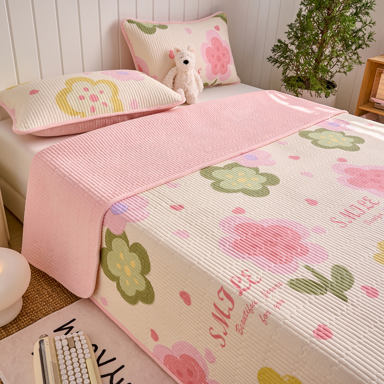 91家纺网 家纺一手货源 找家纺 X猫先生 2026新品A全棉B牛奶绒床盖一面全棉一面牛奶绒床盖炕盖加厚床单床垫四季款系列三 贝利花都（A棉B绒）