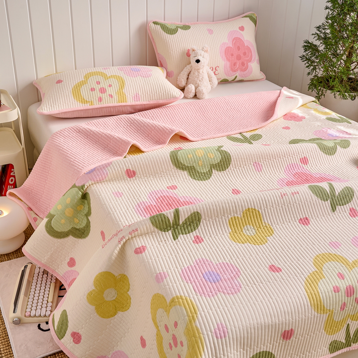 91家纺网 家纺一手货源 找家纺 X猫先生 2026新品A全棉B牛奶绒床盖一面全棉一面牛奶绒床盖炕盖加厚床单床垫四季款系列三 贝利花都（A棉B绒）