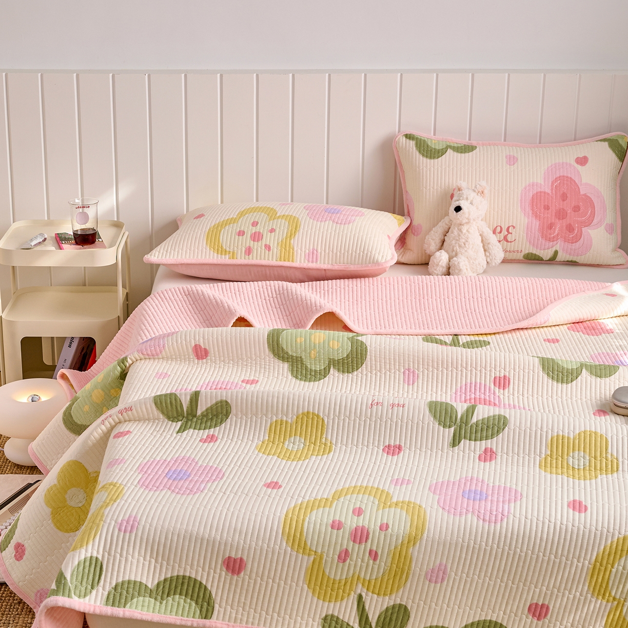 91家纺网 家纺一手货源 找家纺 X猫先生 2026新品A全棉B牛奶绒床盖一面全棉一面牛奶绒床盖炕盖加厚床单床垫四季款系列三 贝利花都（A棉B绒）