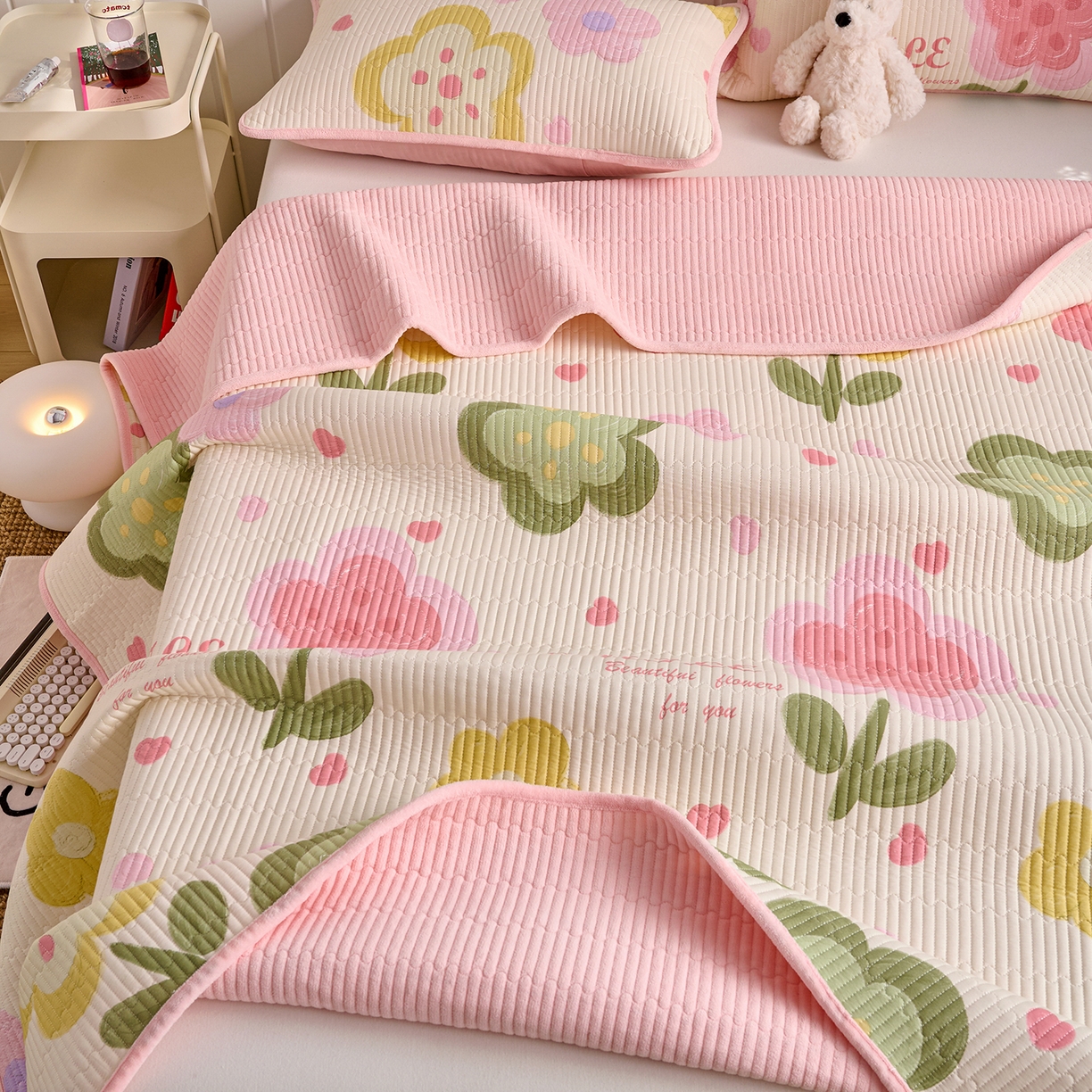 91家纺网 家纺一手货源 找家纺 X猫先生 2026新品A全棉B牛奶绒床盖一面全棉一面牛奶绒床盖炕盖加厚床单床垫四季款系列三 贝利花都（A棉B绒）