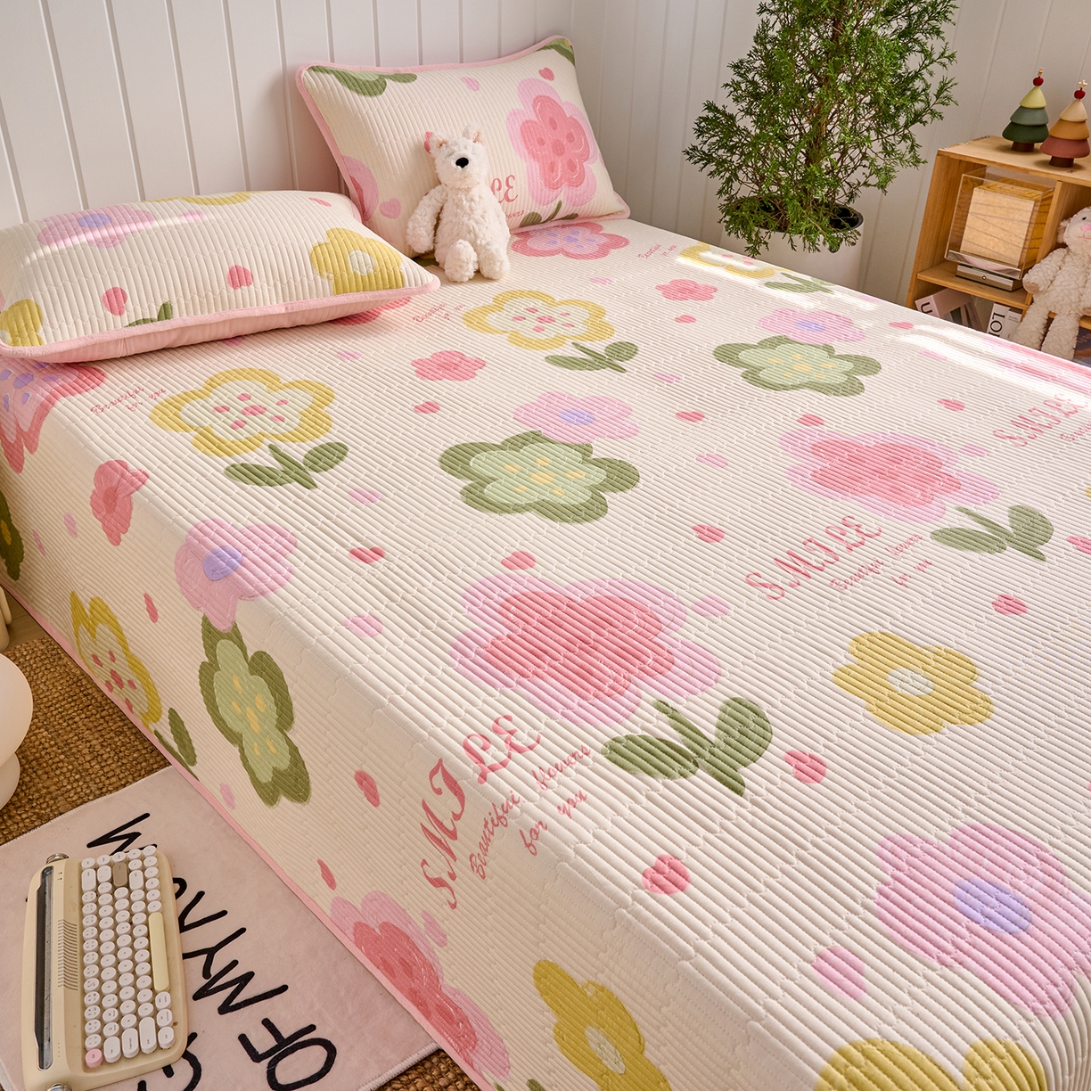 91家纺网 家纺一手货源 找家纺 X猫先生 2026新品A全棉B牛奶绒床盖一面全棉一面牛奶绒床盖炕盖加厚床单床垫四季款系列三 贝利花都（A棉B绒）