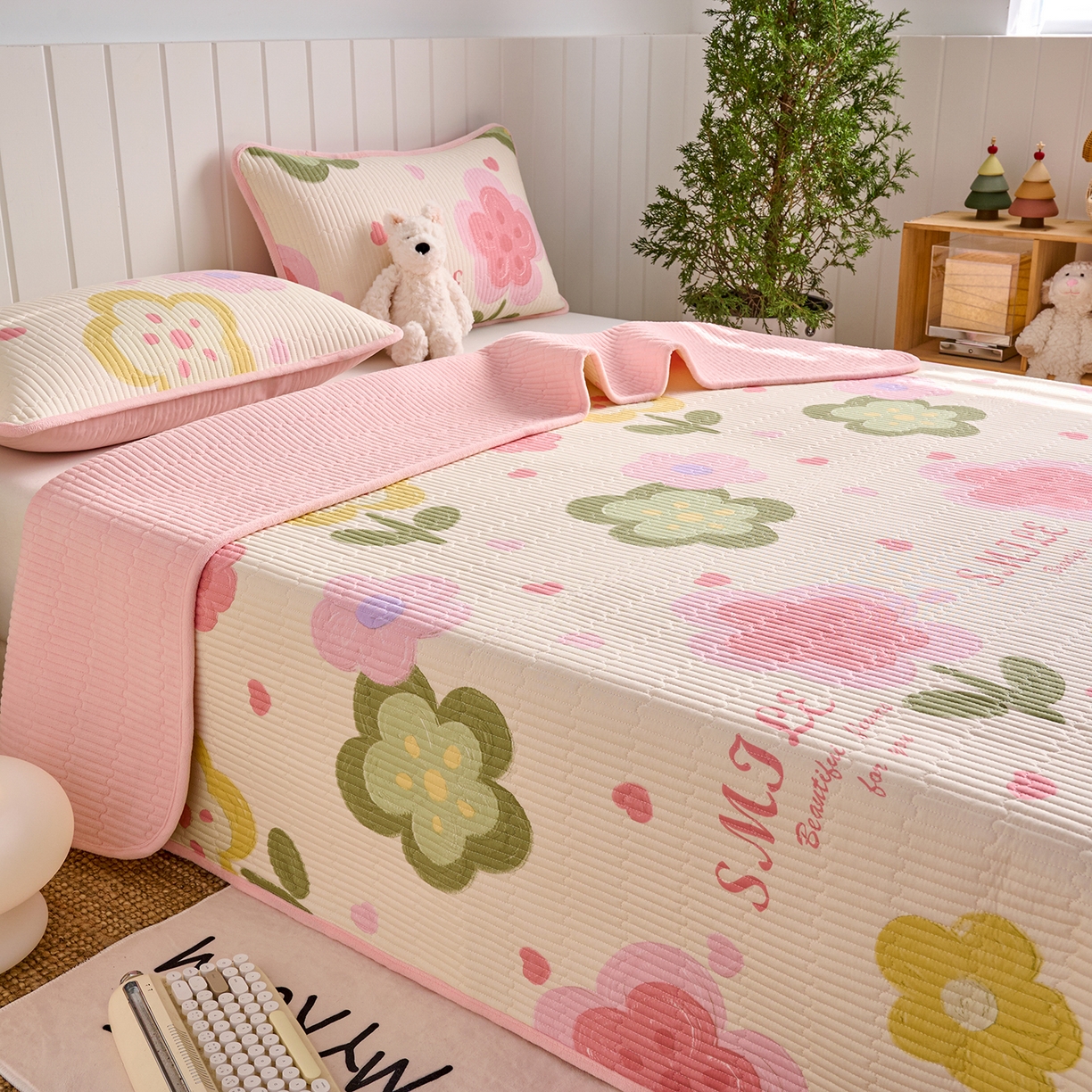 91家纺网 家纺一手货源 找家纺 X猫先生 2026新品A全棉B牛奶绒床盖一面全棉一面牛奶绒床盖炕盖加厚床单床垫四季款系列三 贝利花都（A棉B绒）