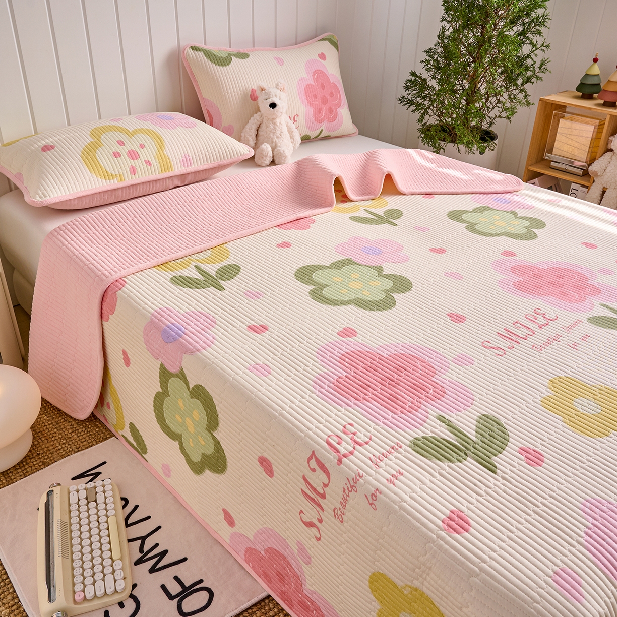 91家纺网 家纺一手货源 找家纺 X猫先生 2026新品A全棉B牛奶绒床盖一面全棉一面牛奶绒床盖炕盖加厚床单床垫四季款系列三 贝利花都（A棉B绒）