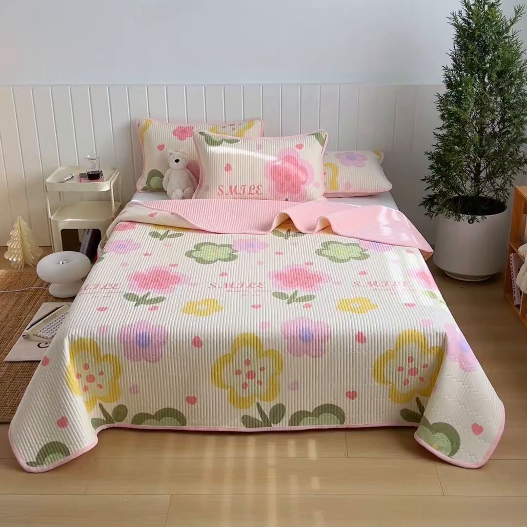 91家纺网 家纺一手货源 找家纺 X猫先生 2026新品A全棉B牛奶绒床盖一面全棉一面牛奶绒床盖炕盖加厚床单床垫四季款系列三 贝利花都（A棉B绒）