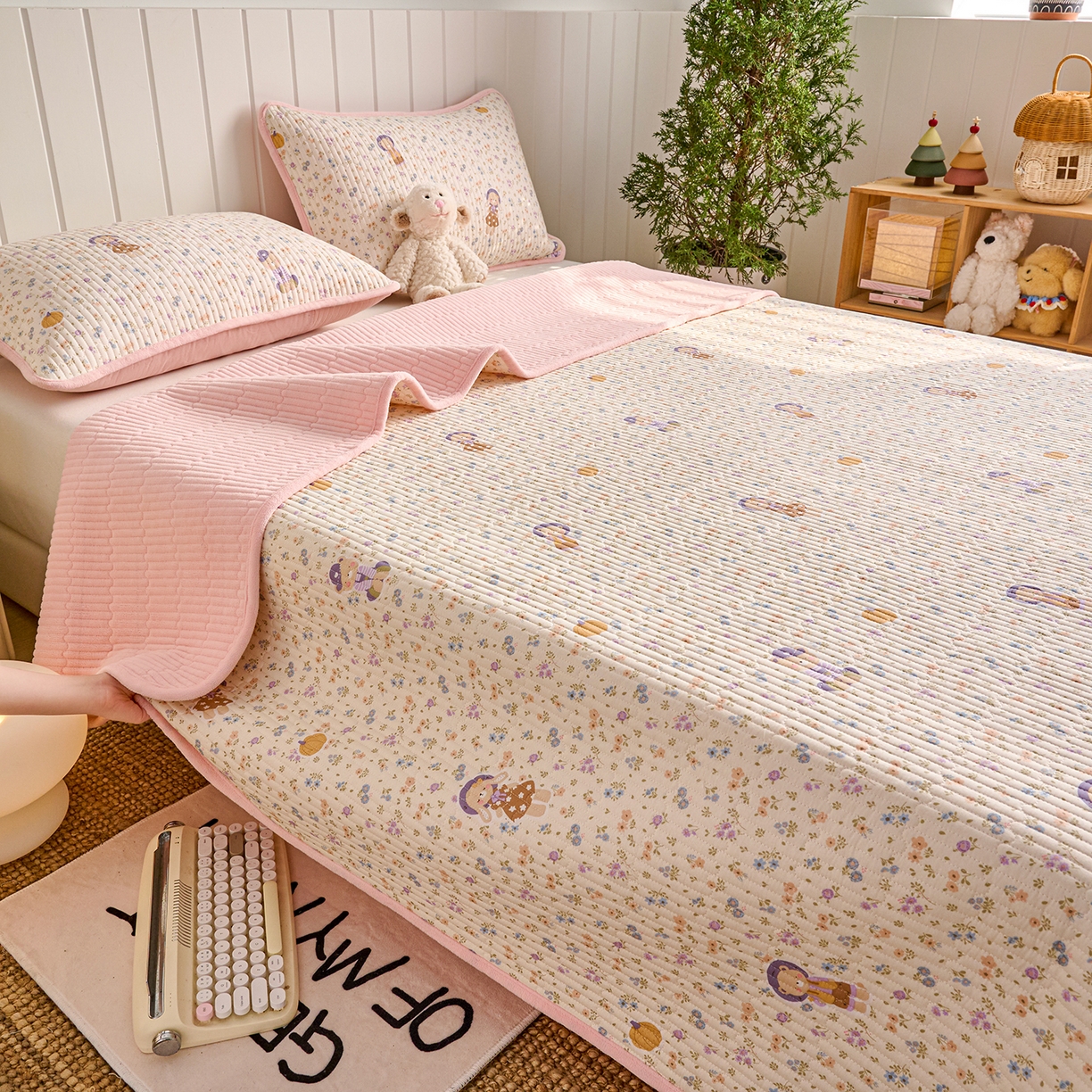 X猫先生 2026新品A全棉B牛奶绒床盖一面全棉一面牛奶绒床盖炕盖加厚床单床垫四季款系列三 花田囡囡（A棉B绒）