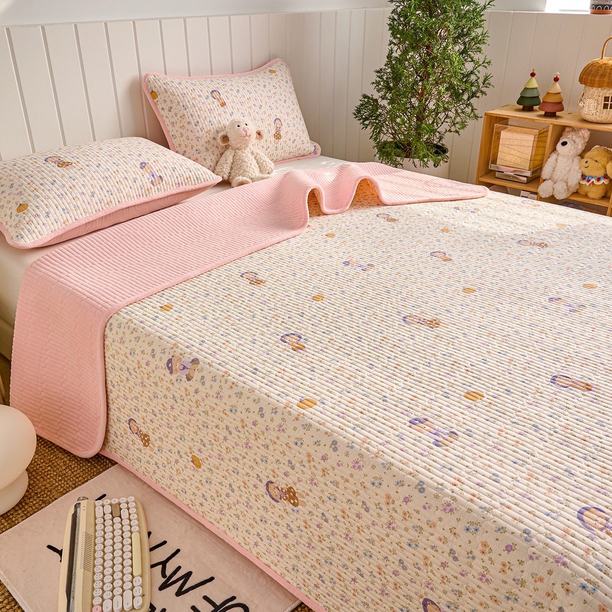 91家纺网 家纺一手货源 找家纺 X猫先生 2026新品A全棉B牛奶绒床盖一面全棉一面牛奶绒床盖炕盖加厚床单床垫四季款系列三 花田囡囡（A棉B绒）