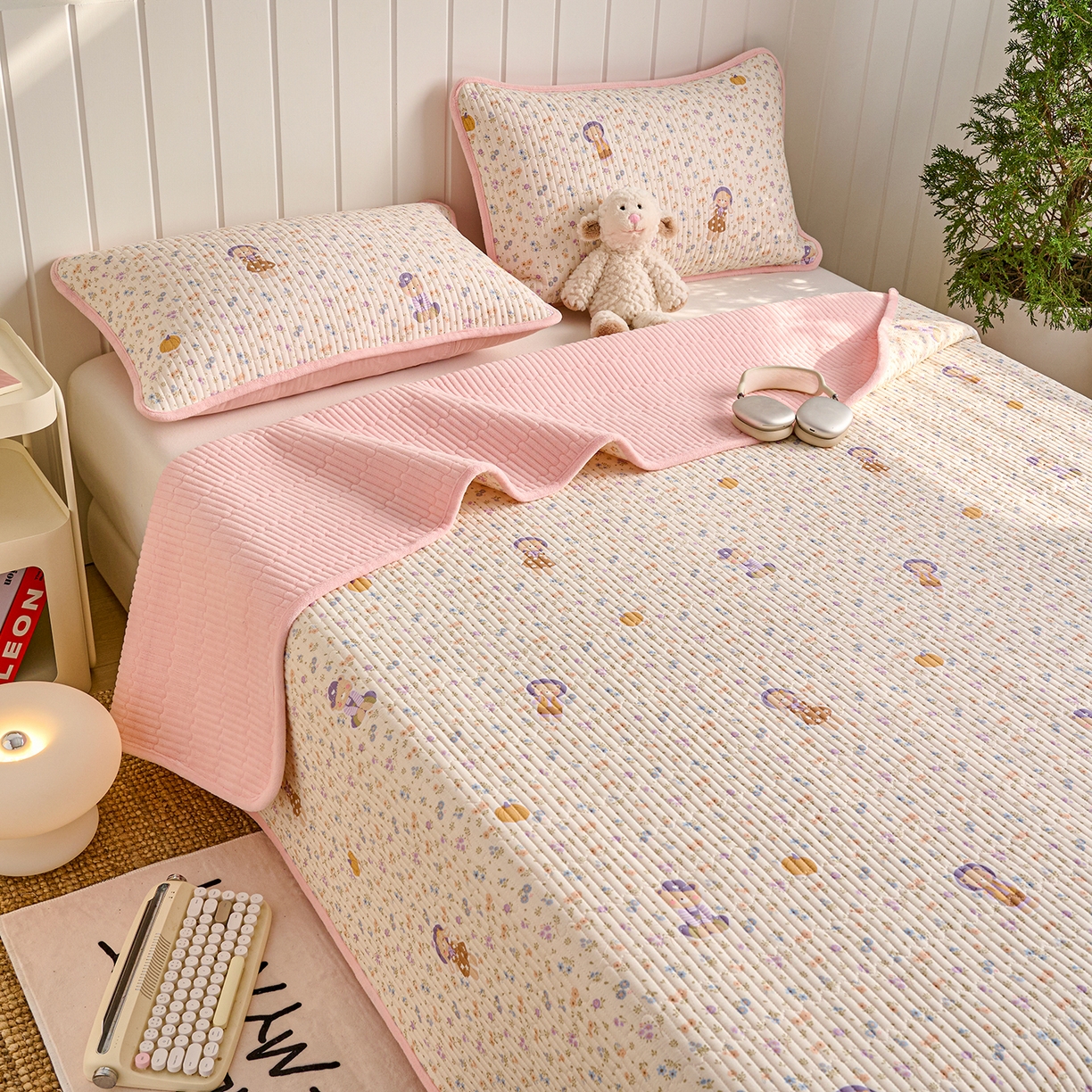 91家纺网 家纺一手货源 找家纺 X猫先生 2026新品A全棉B牛奶绒床盖一面全棉一面牛奶绒床盖炕盖加厚床单床垫四季款系列三 花田囡囡（A棉B绒）