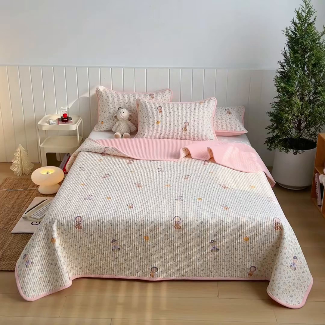 91家纺网 家纺一手货源 找家纺 X猫先生 2026新品A全棉B牛奶绒床盖一面全棉一面牛奶绒床盖炕盖加厚床单床垫四季款系列三 花田囡囡（A棉B绒）