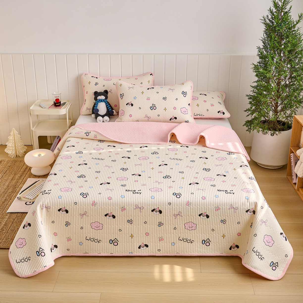 91家纺网 家纺一手货源 找家纺 X猫先生 2026新品A全棉B牛奶绒床盖一面全棉一面牛奶绒床盖炕盖加厚床单床垫四季款系列三 哈哈狗（A棉B绒）