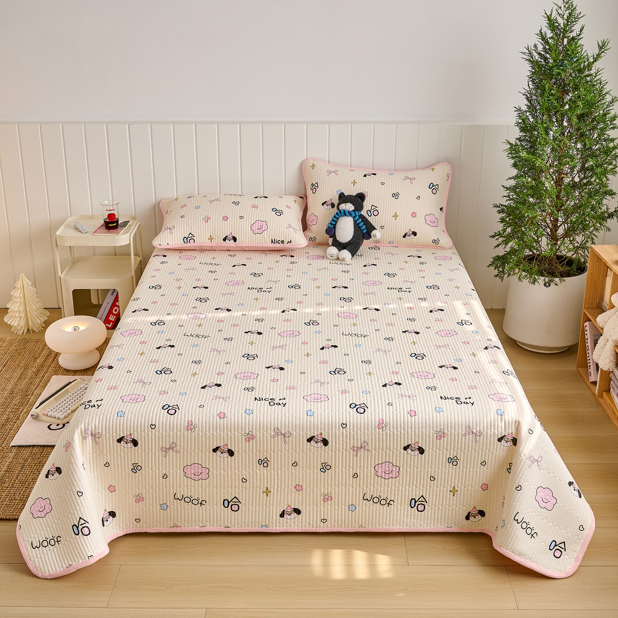 91家纺网 家纺一手货源 找家纺 X猫先生 2026新品A全棉B牛奶绒床盖一面全棉一面牛奶绒床盖炕盖加厚床单床垫四季款系列三 哈哈狗（A棉B绒）