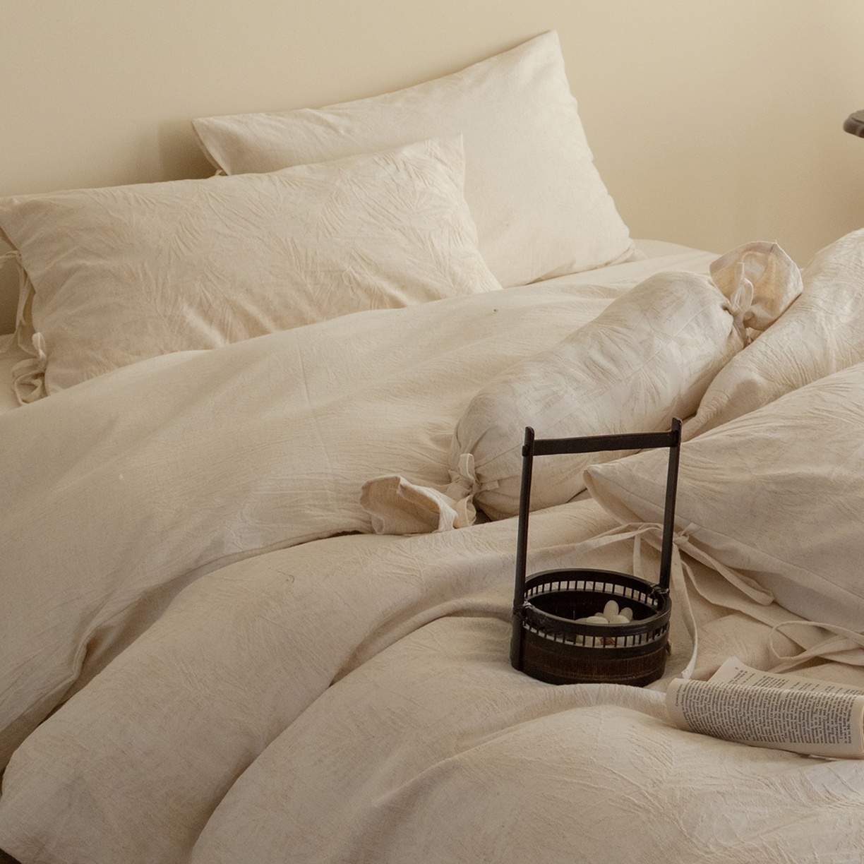 91家纺网 家纺一手货源 找家纺 （总）极简 2026新款全棉亚麻浮雕提花四件套（控价：小号195标准295加大313）