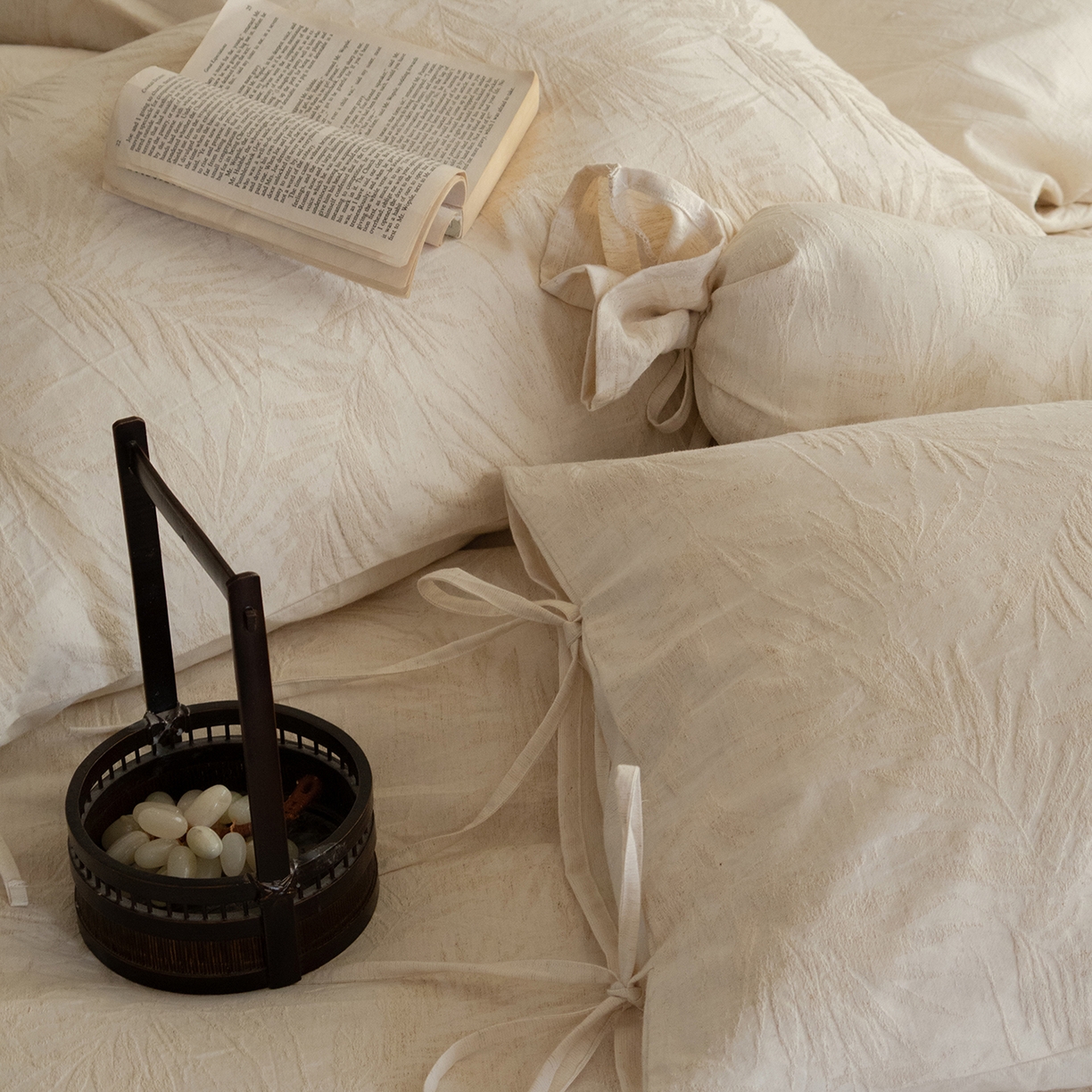 91家纺网 家纺一手货源 找家纺 （总）极简 2026新款全棉亚麻浮雕提花四件套（控价：小号195标准295加大313）