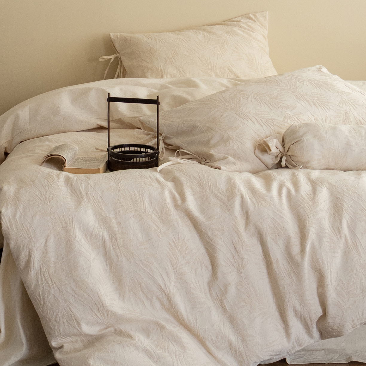 91家纺网 家纺一手货源 找家纺 （总）极简 2026新款全棉亚麻浮雕提花四件套（控价：小号195标准295加大313）