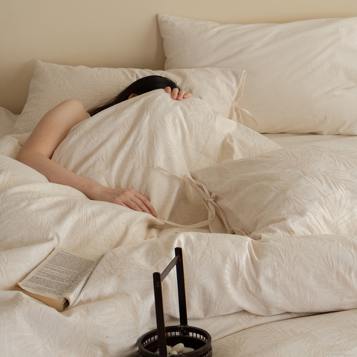 91家纺网 家纺一手货源 找家纺 （总）极简 2026新款全棉亚麻浮雕提花四件套（控价：小号195标准295加大313）