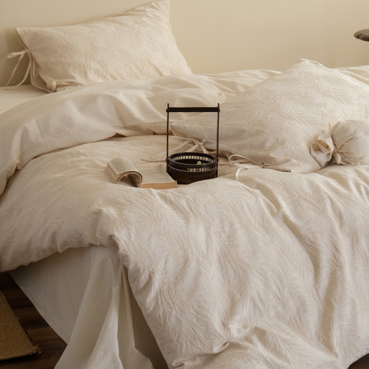 91家纺网 家纺一手货源 找家纺 （总）极简 2026新款全棉亚麻浮雕提花四件套（控价：小号195标准295加大313）