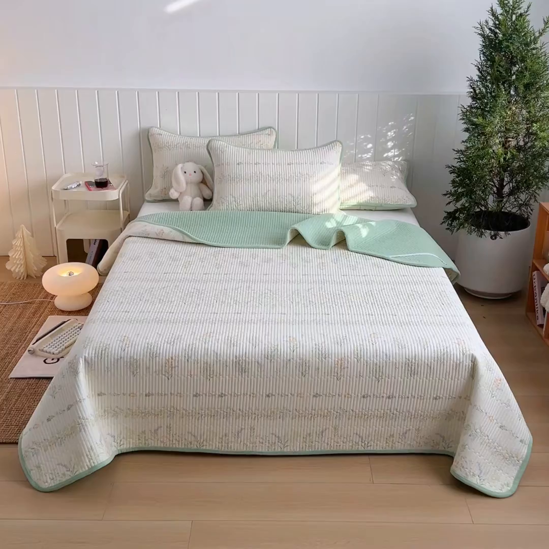 91家纺网 家纺一手货源 找家纺 X猫先生 2026新品A全棉B牛奶绒床盖一面全棉一面牛奶绒床盖炕盖加厚床单床垫四季款系列三 丛草集（A棉B绒）