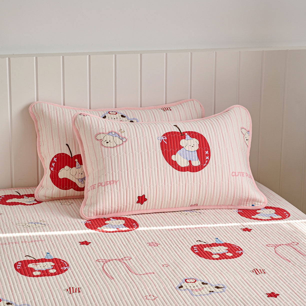 91家纺网 家纺一手货源 找家纺 X猫先生 2026新品A全棉B牛奶绒床盖一面全棉一面牛奶绒床盖炕盖加厚床单床垫四季款系列三 甜心苹果派（A棉B绒）