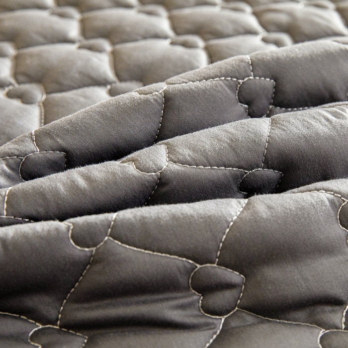 91家纺网 家纺一手货源 找家纺 卡诗兰 2026新款夹棉全棉床笠 爱心-石墨灰