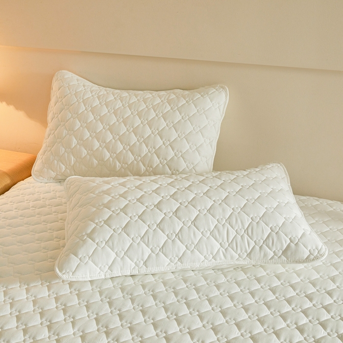 91家纺网 家纺一手货源 找家纺 卡诗兰 2026新款夹棉全棉床笠 爱心-珍珠白