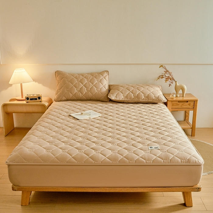 卡诗兰 2026新款夹棉全棉床笠 小熊-暖栗卡