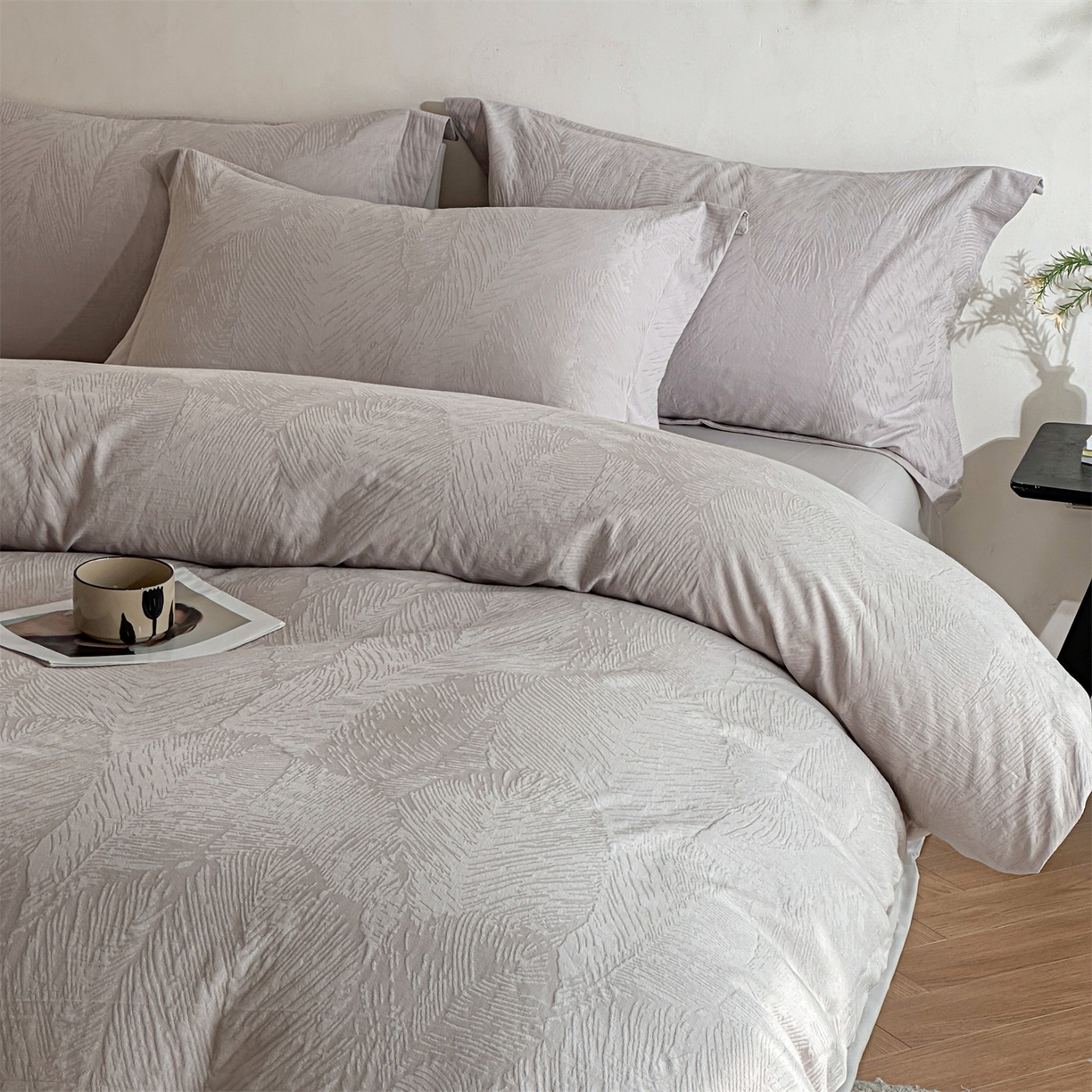 91家纺网 家纺一手货源 找家纺 （总）笙意家纺 2025新款全棉纯棉60水洗亮面浮雕立体提花四件套