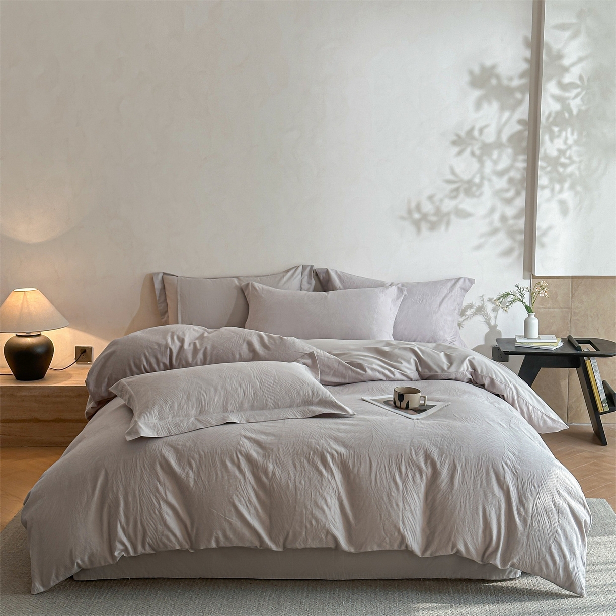 91家纺网 家纺一手货源 找家纺 （总）笙意家纺 2025新款全棉纯棉60水洗亮面浮雕立体提花四件套