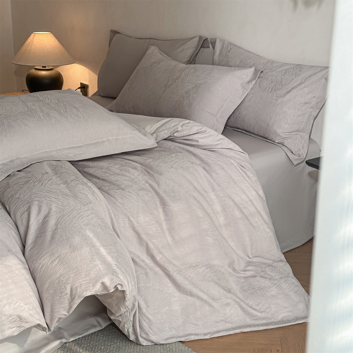 91家纺网 家纺一手货源 找家纺 （总）笙意家纺 2025新款全棉纯棉60水洗亮面浮雕立体提花四件套