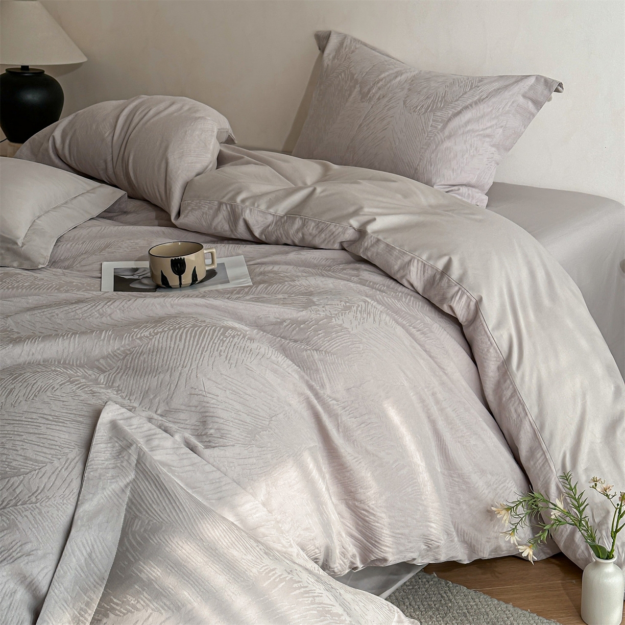 91家纺网 家纺一手货源 找家纺 （总）笙意家纺 2025新款全棉纯棉60水洗亮面浮雕立体提花四件套