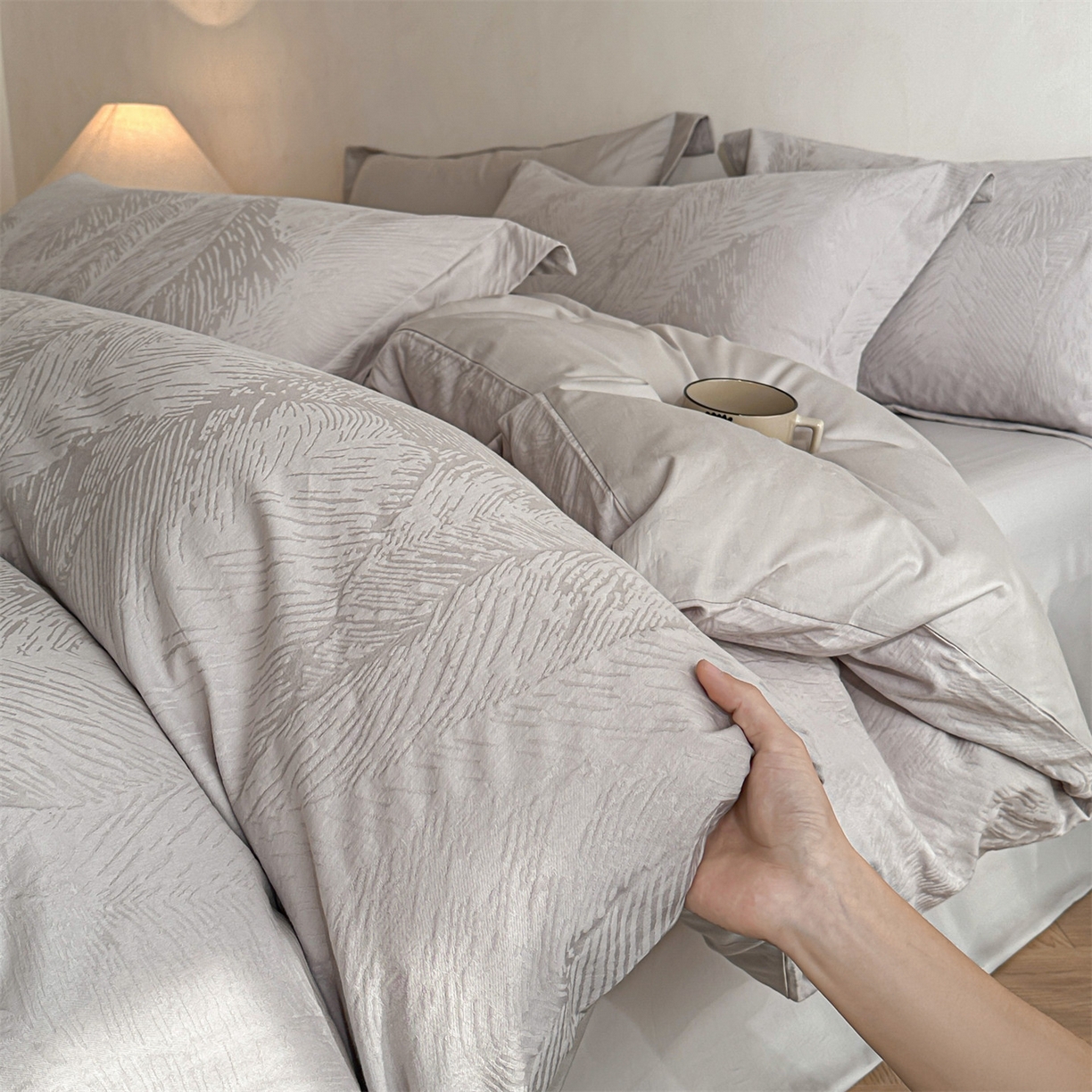 91家纺网 家纺一手货源 找家纺 （总）笙意家纺 2025新款全棉纯棉60水洗亮面浮雕立体提花四件套