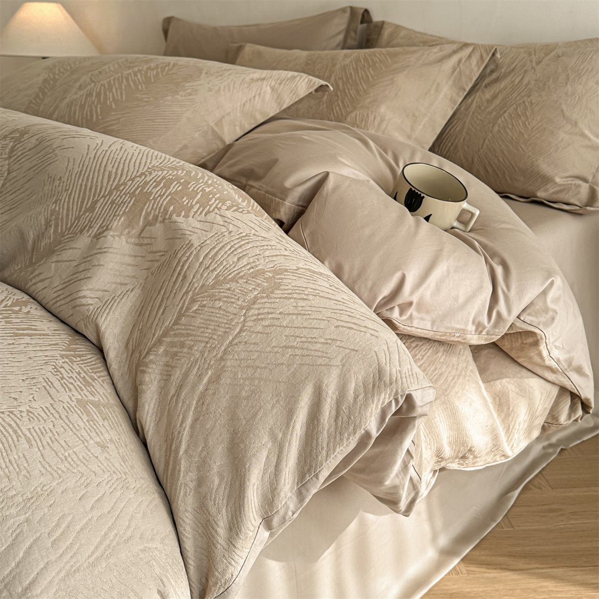 91家纺网 家纺一手货源 找家纺 （总）笙意家纺 2025新款全棉纯棉60水洗亮面浮雕立体提花四件套