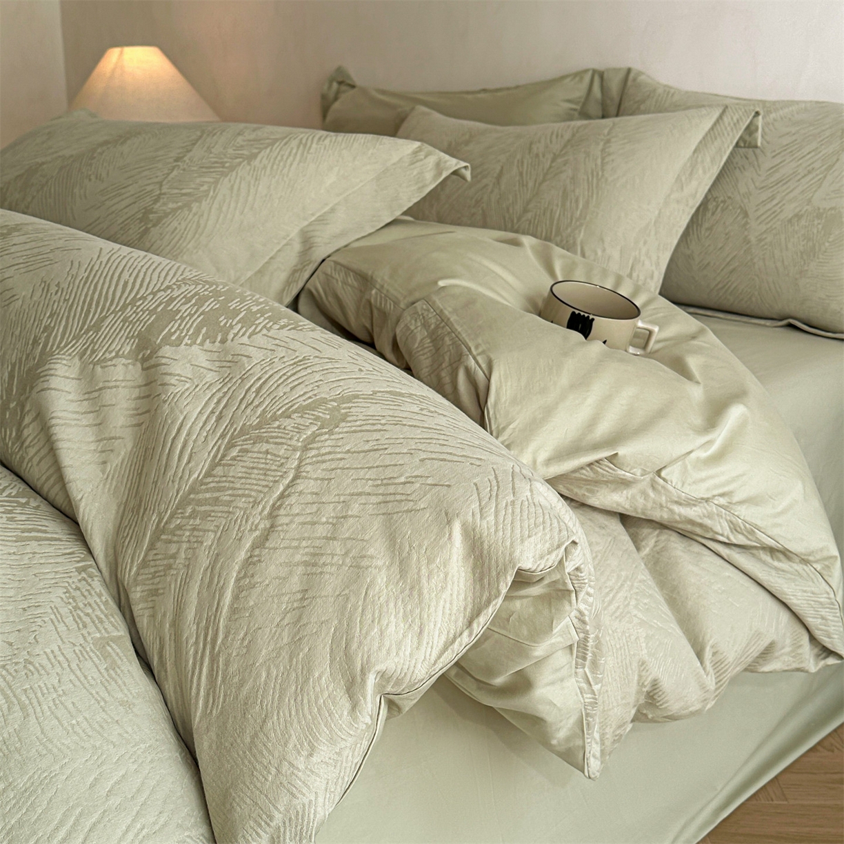 91家纺网 家纺一手货源 找家纺 （总）笙意家纺 2025新款全棉纯棉60水洗亮面浮雕立体提花四件套