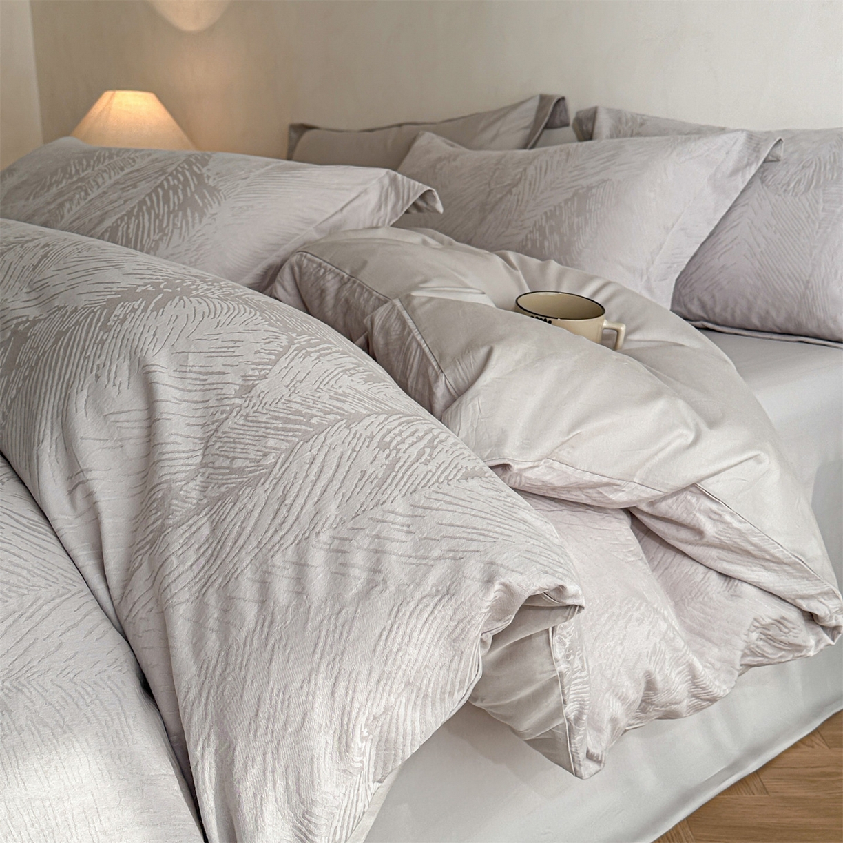 91家纺网 家纺一手货源 找家纺 （总）笙意家纺 2025新款全棉纯棉60水洗亮面浮雕立体提花四件套