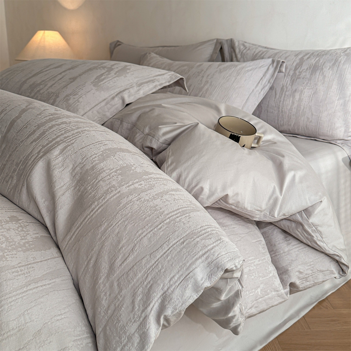 91家纺网 家纺一手货源 找家纺 （总）笙意家纺 2025新款全棉纯棉60水洗亮面浮雕立体提花四件套