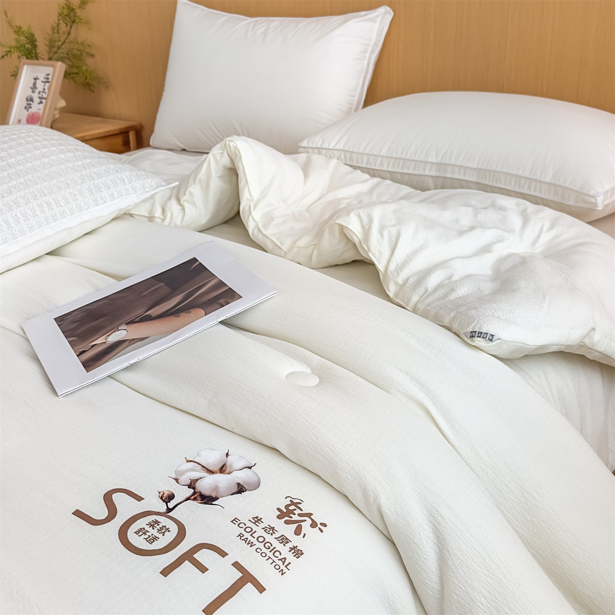 91家纺网 家纺一手货源 找家纺 （总）默忆 2025新款A类木棉皱皱纱棉花被被子被芯