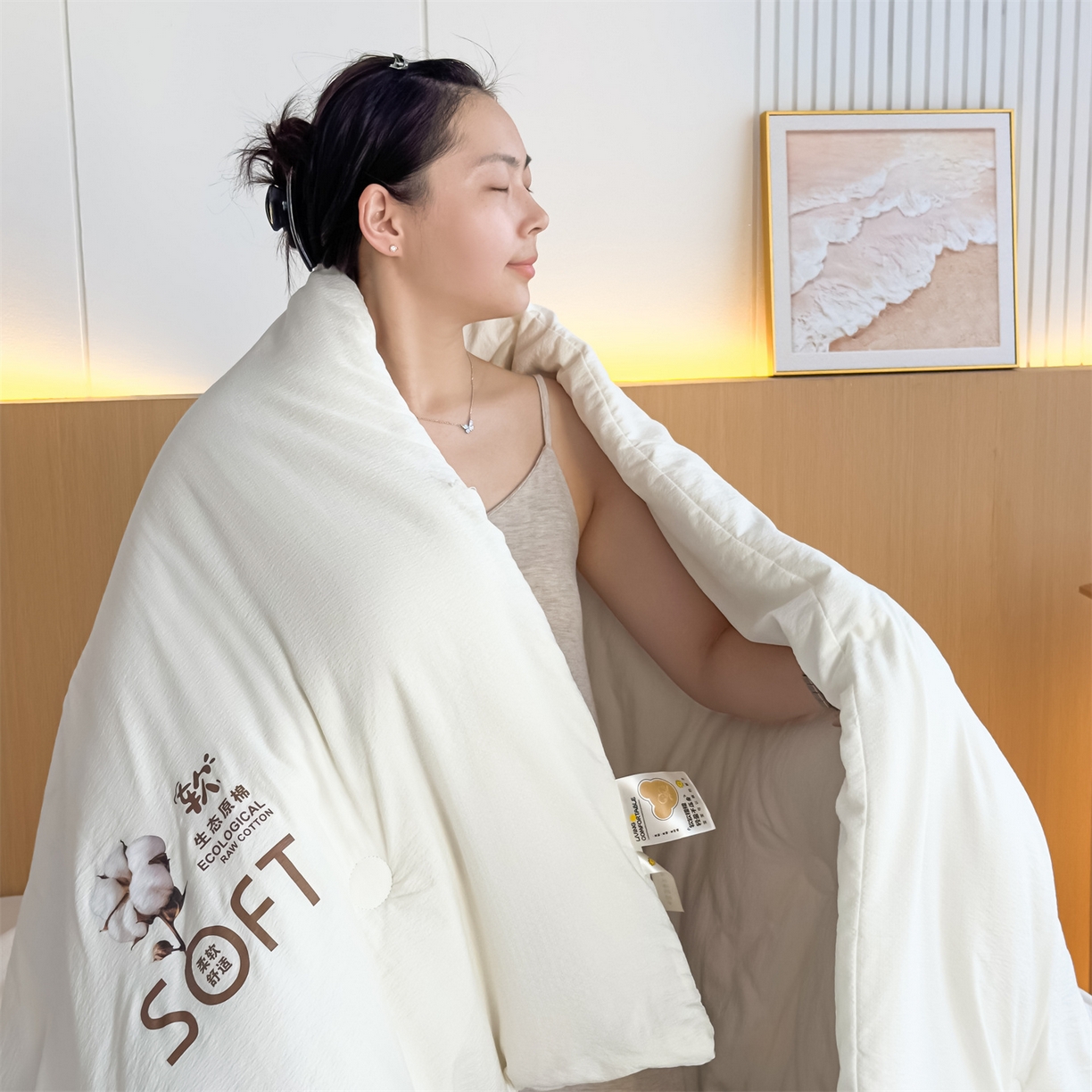 91家纺网 家纺一手货源 找家纺 （总）默忆 2025新款A类木棉皱皱纱棉花被被子被芯