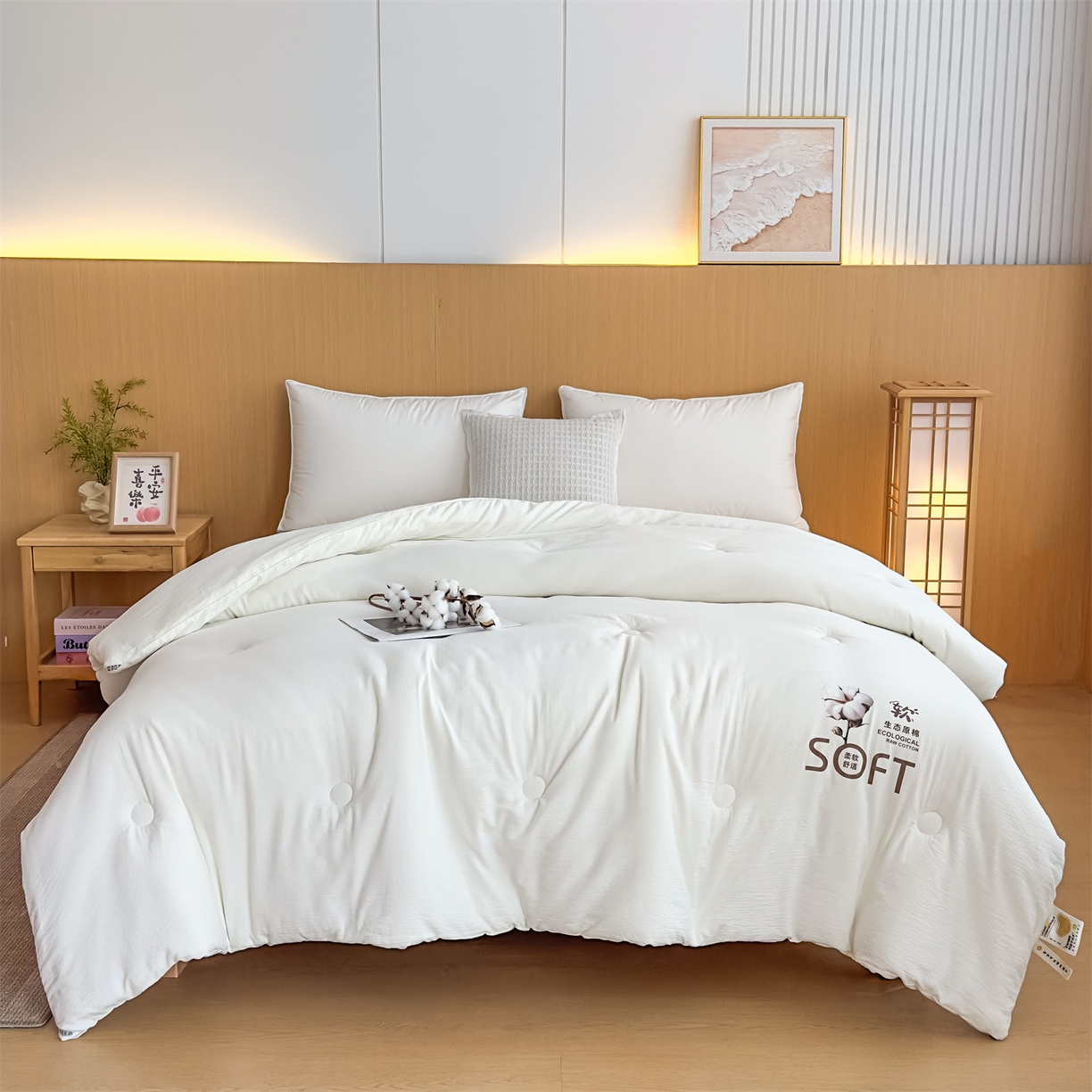 91家纺网 家纺一手货源 找家纺 （总）默忆 2025新款A类木棉皱皱纱棉花被被子被芯