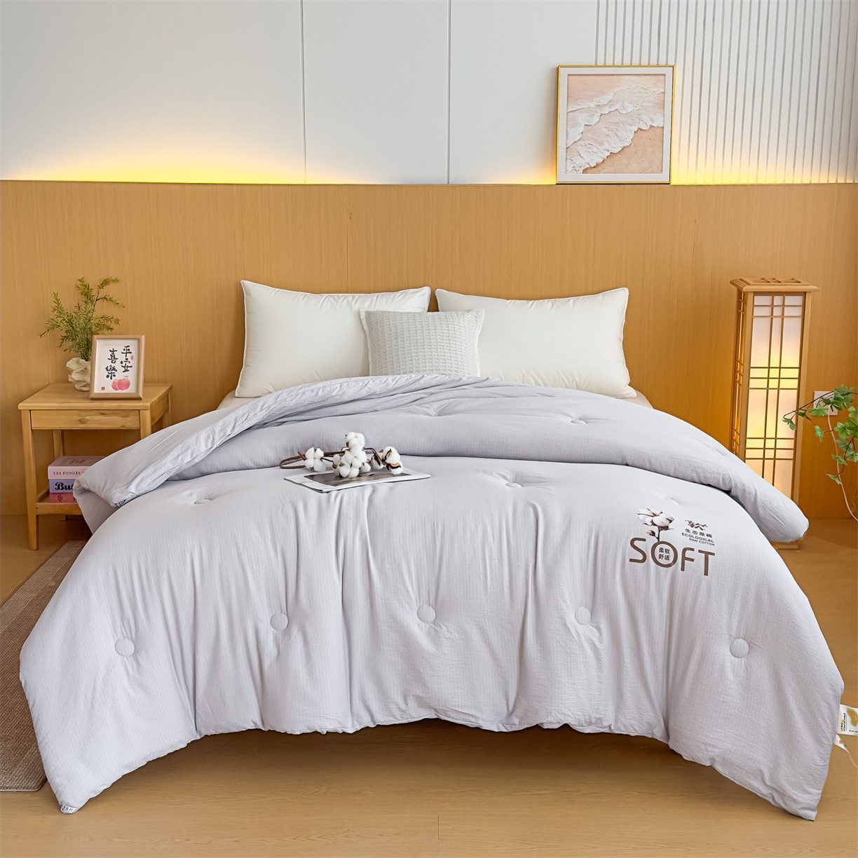 91家纺网 家纺一手货源 找家纺 （总）默忆 2025新款A类木棉皱皱纱棉花被被子被芯