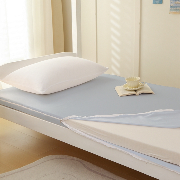 91家纺网 家纺一手货源 找家纺 啊雅家居 2026新款L形拉链全包床垫套学生宿舍家用被褥套 浅蓝灰