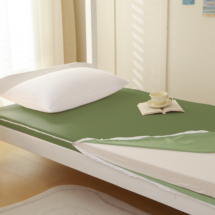 啊雅家居 2026新款L形拉链全包床垫套学生宿舍家用被褥套 草绿