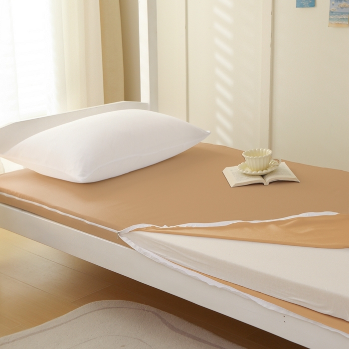 啊雅家居 2026新款L形拉链全包床垫套学生宿舍家用被褥套 咖色