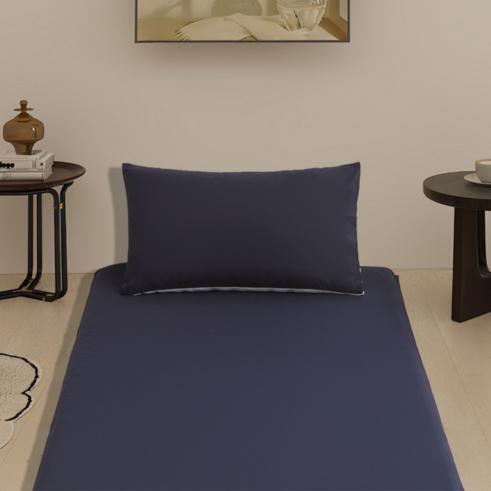 91家纺网 家纺一手货源 找家纺 啊雅家居 2026新款学生宿舍家用双面被褥套床垫套 藏青