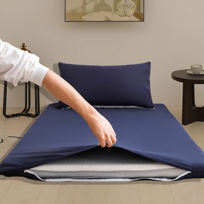 91家纺网 家纺一手货源 找家纺 啊雅家居 2026新款学生宿舍家用双面被褥套床垫套 藏青