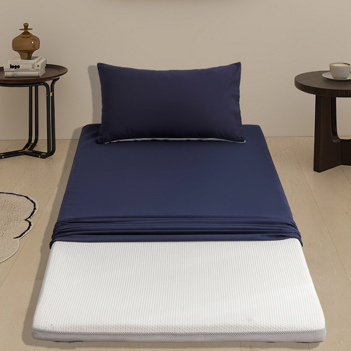 91家纺网 家纺一手货源 找家纺 啊雅家居 2026新款学生宿舍家用双面被褥套床垫套 藏青