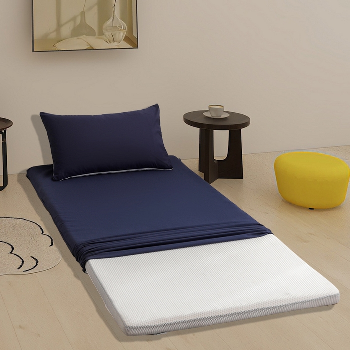 91家纺网 家纺一手货源 找家纺 啊雅家居 2026新款学生宿舍家用双面被褥套床垫套 藏青